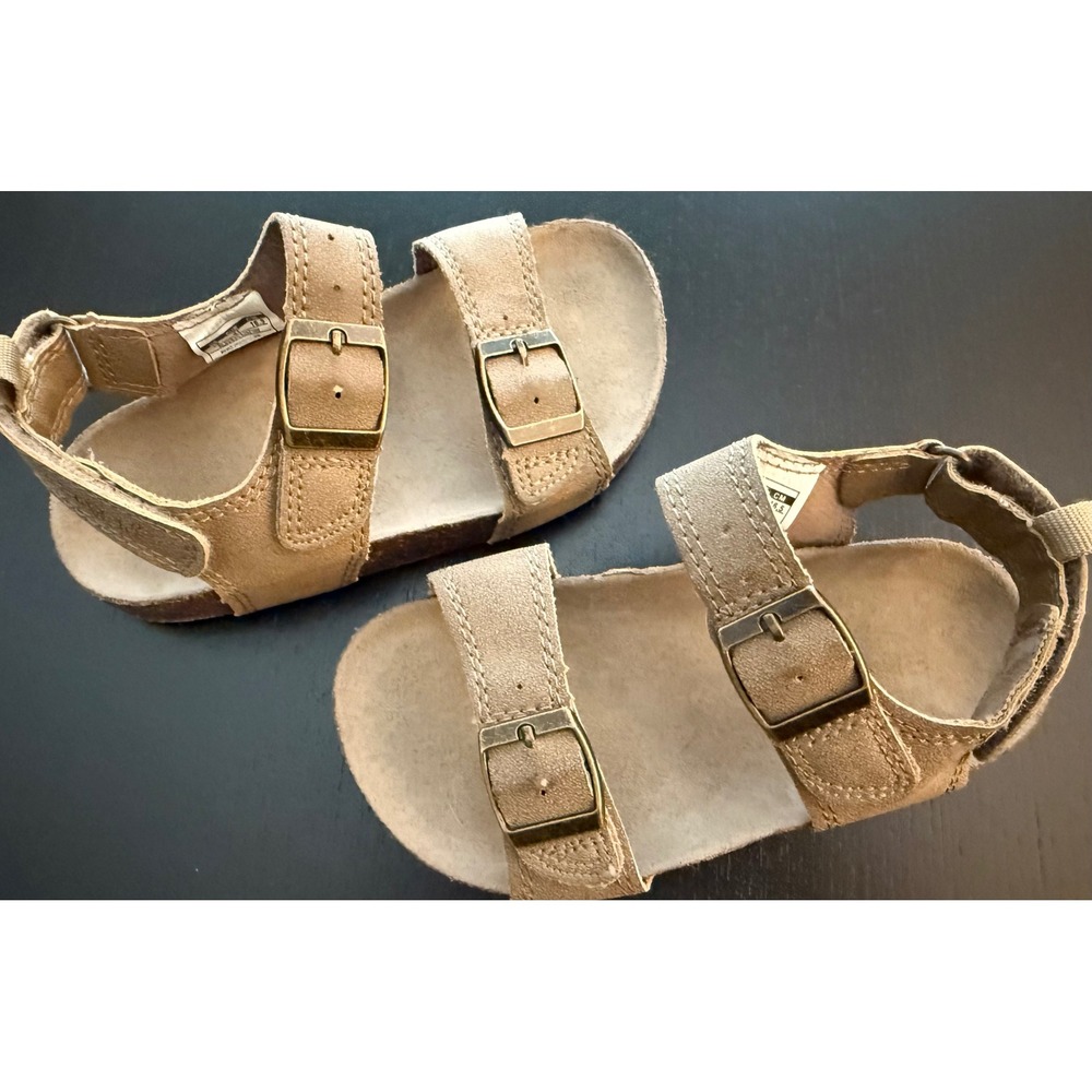 Carter's Toddler Footbed Sandal Size 10 Tan Little Boy Double Buckle Walker Shoe